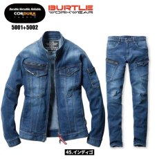 画像4: BURTLE バートル コーデュラ CORDURA クレイジーストレッチ 作業着 作業服 デニム 5001(ジャケット) 5002(カーゴパンツ) インディゴ【上下セット】 (4)