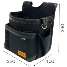 画像2: コーデュラ CORDURA 電工 2段 腰袋(大) 超撥水加工 軽量 ハーネス対応 コヅチ CFC-08 (2)