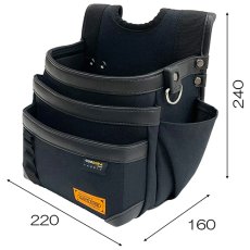 画像2: コーデュラ CORDURA 電工 3段 腰袋(大) 超撥水加工 軽量 ハーネス対応 コヅチ CFC-09 (2)